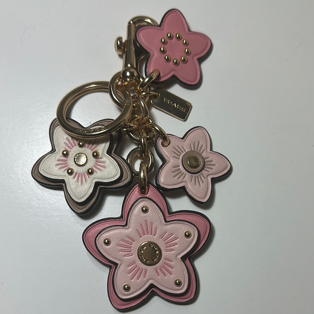 Coach Pink Floral Keychain